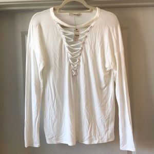 NWT Express One Eleven Lace Up Long Sleeve Tee